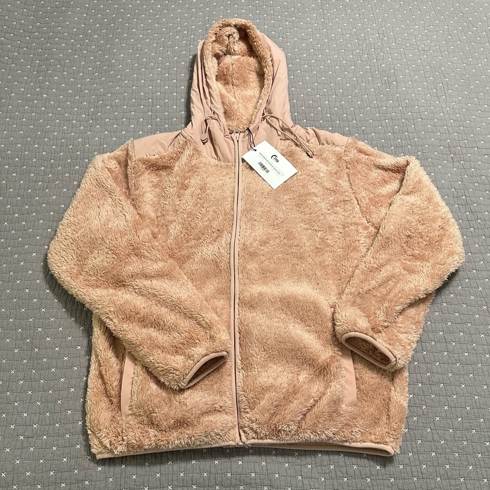 Zyia Blush Sherpa Block Zipper Jacket - size XS (NWTs)